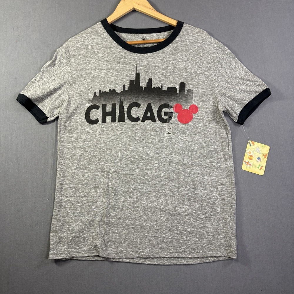 Disney Chicago Skyline Ringer Tee With Mickey Mouse Icon Sz Small NWT